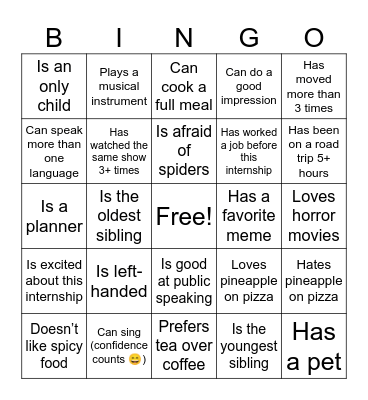 SBI HUMAN BINGO Card
