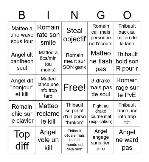 LoL Bingo Card