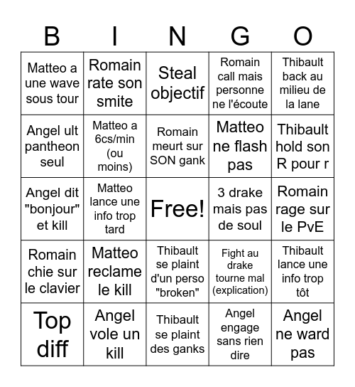 LoL Bingo Card