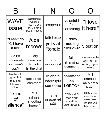 Office headache Bingo Card