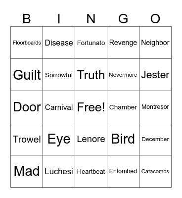 Works of Poe Bingo Card