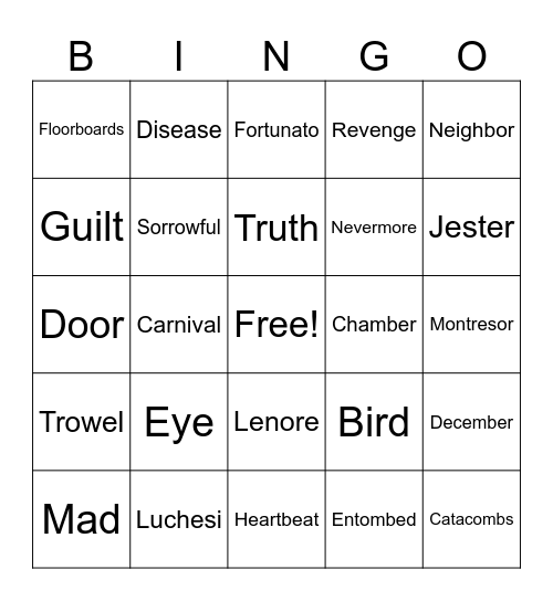 Works of Poe Bingo Card