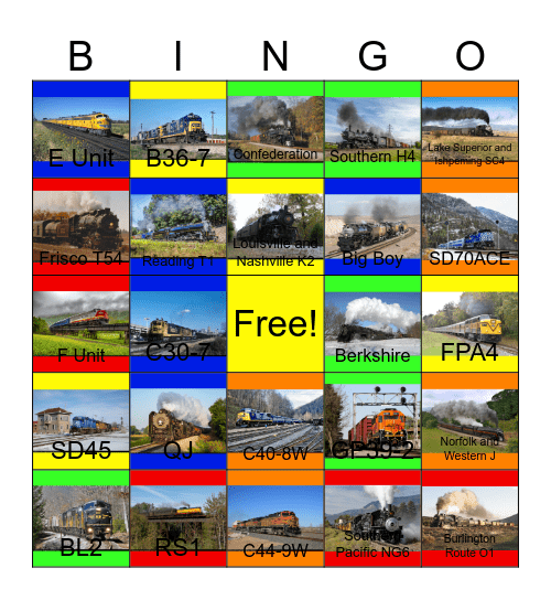 Steam Cab Rides, Steam in the 90's Series and other Modern Greg Scholl Video Productions Bingo Card