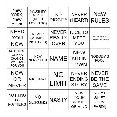 N Bingo Card