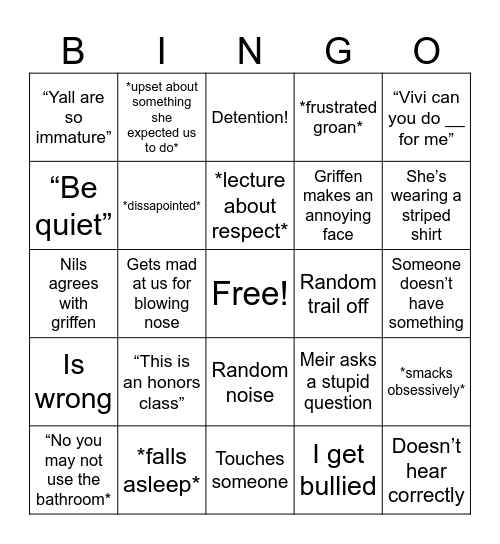 Math Bingo Card