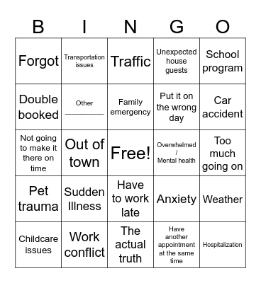 Why do you need to cancel? Bingo Card