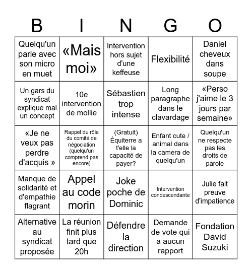 Assemblée syndicale kikiterre Bingo Card