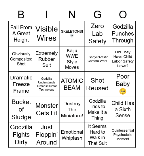 Sustainability Presents: Godzilla vs Hedorah Bingo Card