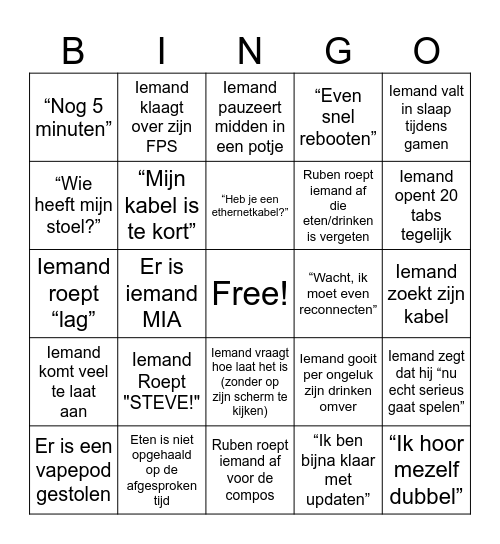XLAN Bingoboard Bingo Card