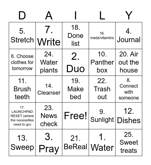 HABITS TO DO Bingo Card