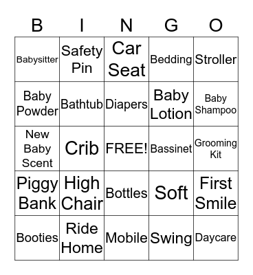 Baby Shower Bingo Card