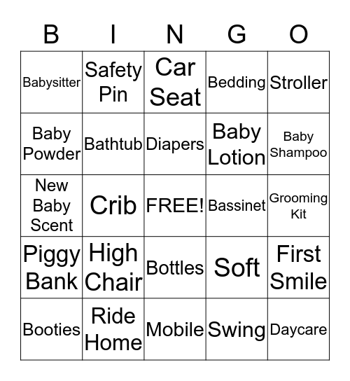 Baby Shower Bingo Card