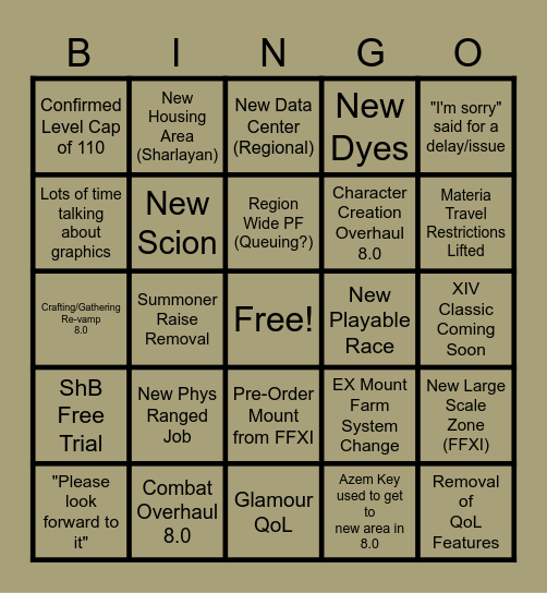 FFXIV Fanfest 2026 BINGO Card