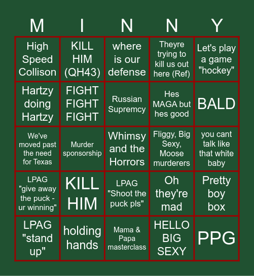 MN WILD TRY TO KIRILL ME Bingo Card