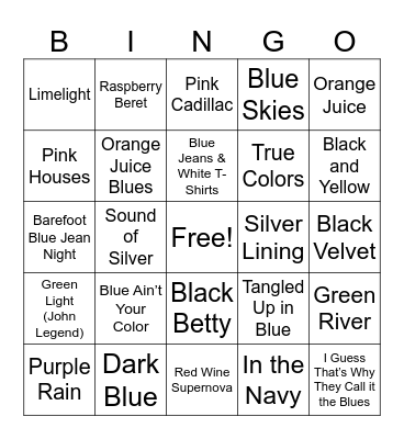 In Color Bingo Card