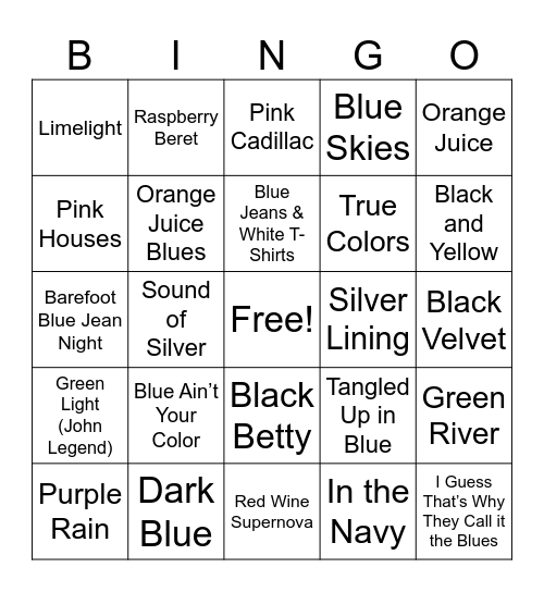 In Color Bingo Card