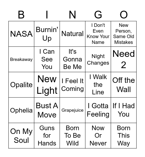 B-I-N-G-O Bingo Card