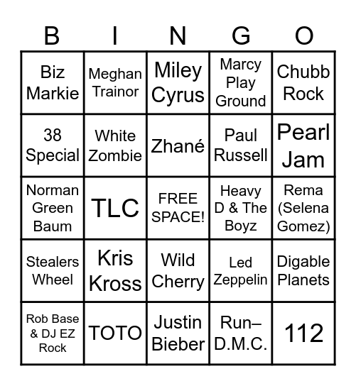 Game 2 - 90s, 2000s & Classic Vibes Bingo Card