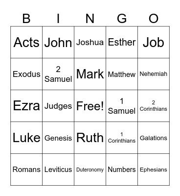Bible Study Bingo Card