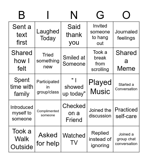 Connection Bingo Card