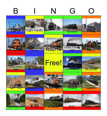 Trains of Galesburg, Steam in the 4 Seasons, Colorado's Scenic Train Rides and other Railway Productions Bingo Card