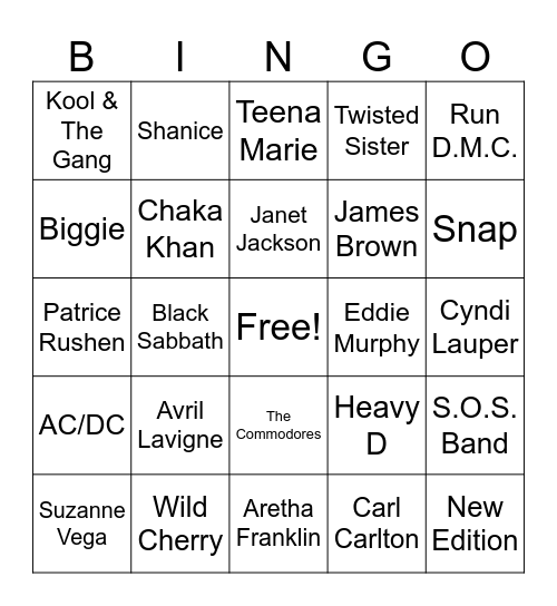 70s 80's 90's 4/20/26 Bingo Card