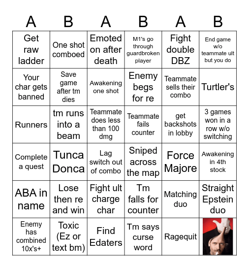 ABA 2v2's Bingo Card