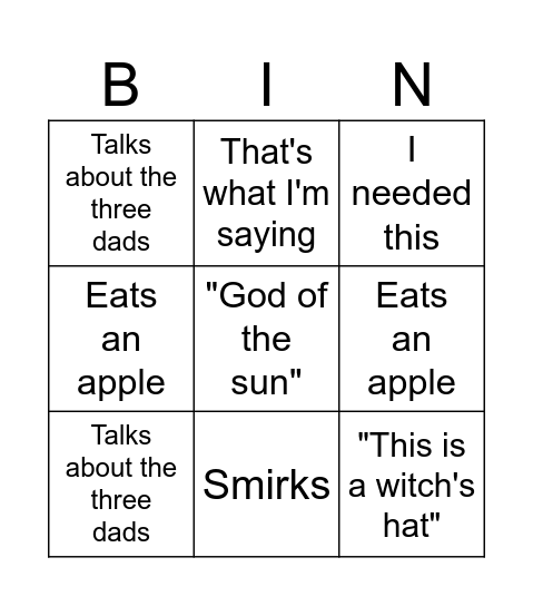 MAX Bingo Card