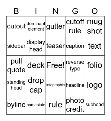 Design Term BINGO Card