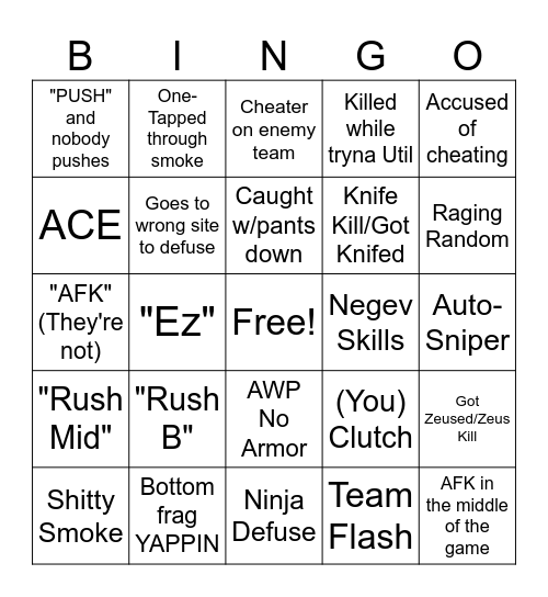 CS2 Bingo Card