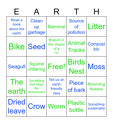 Earth Day Bingo Card