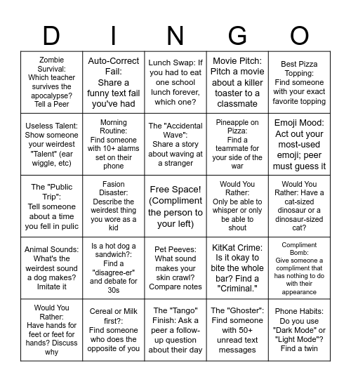 Dingo Bingo Card