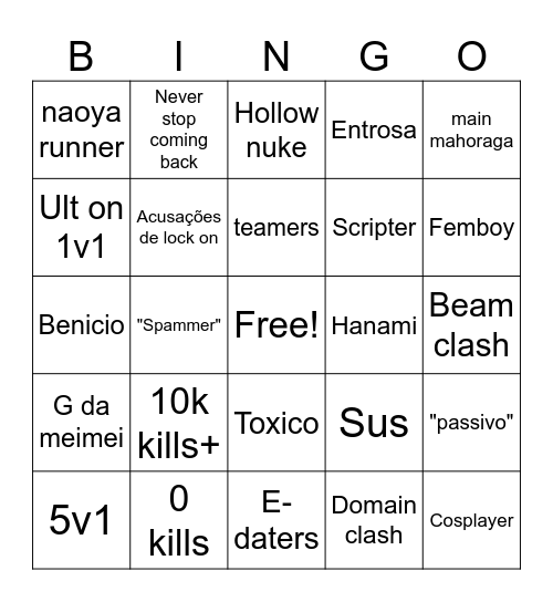 JJS bingo Card