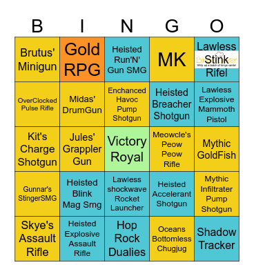 Fortnite Bingo Card