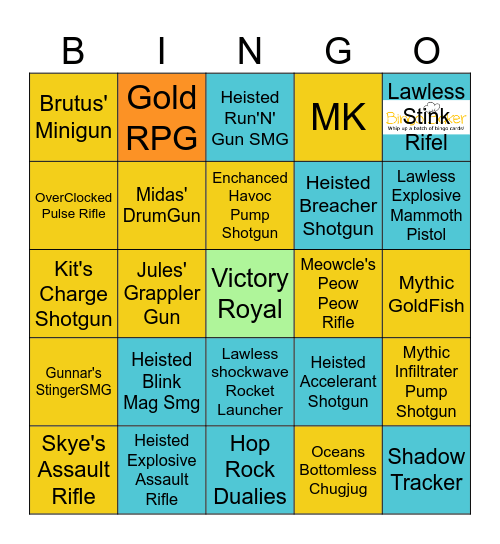 Fortnite Bingo Card