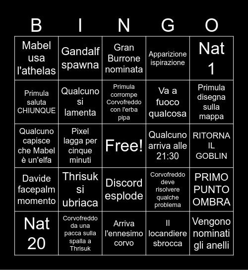 IL BILBO BINGO Card
