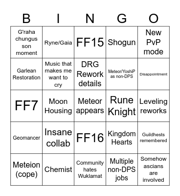 Fanfest 2026 Bingo Card
