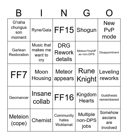 Fanfest 2026 Bingo Card