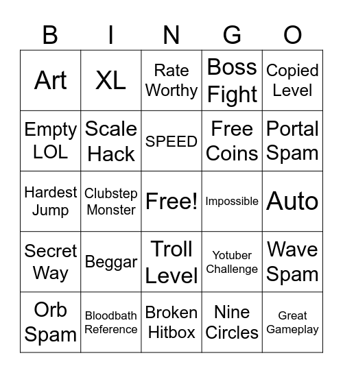 Recent Tab Bingo Card