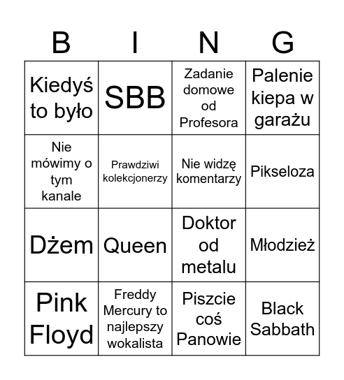 Szarak Live Bingo Card