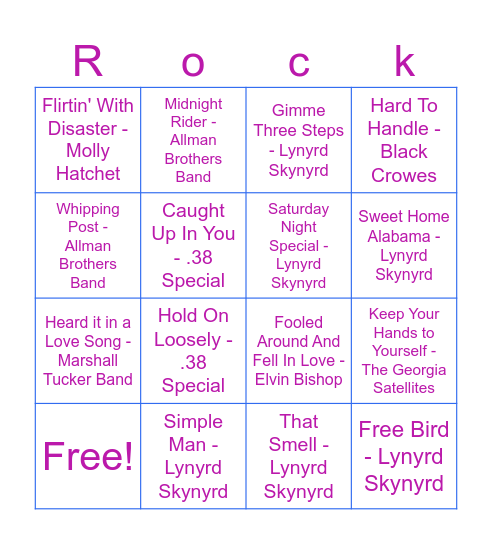 Southern Style Bingo Card