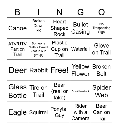 Stinking Creek Group Bingo Card