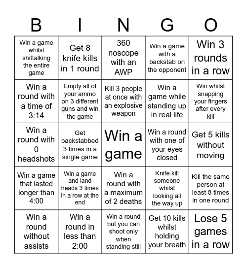 Real Life Bingo Card