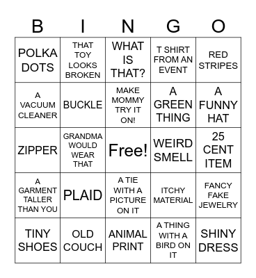 THRIFT STORE BINGO Card