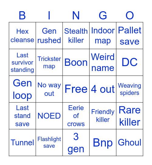 Survivor bingo Card