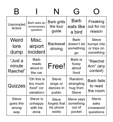 2026 Oregon Trip Bingo Card