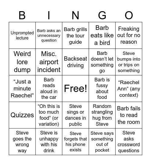 2026 Oregon Trip Bingo Card