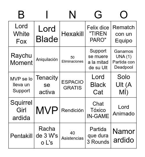 BINGO NIGHT #2 Bingo Card