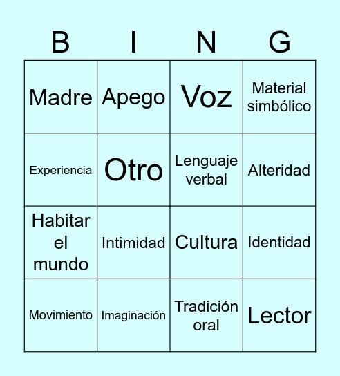 La casa imaginaria Bingo Card