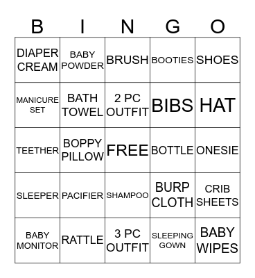 KINGSTON'S BABY SHOWER BINGO GAME Bingo Card